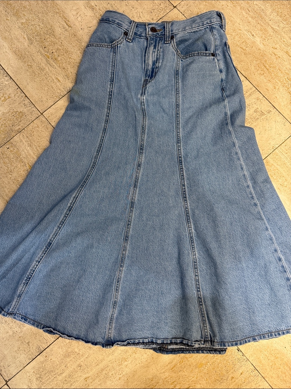 Levi’s Denim Flared Maxi Skirt - Light Blue